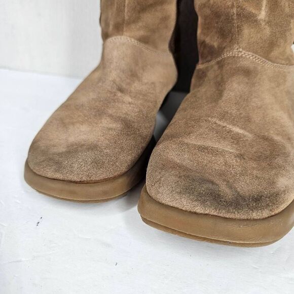 Hillard and Hanson Snowday Suede Shearling Boots Tan 9 - Picture 6 of 9